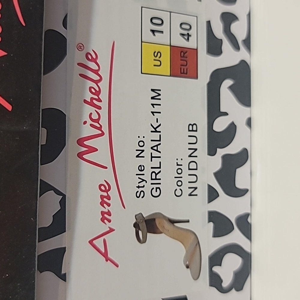 Anne Michelle Girl Talk-11M Nude Open Toe 4" Stiletto Ankle Strap Heels, Size 10 - Picture 4 of 9